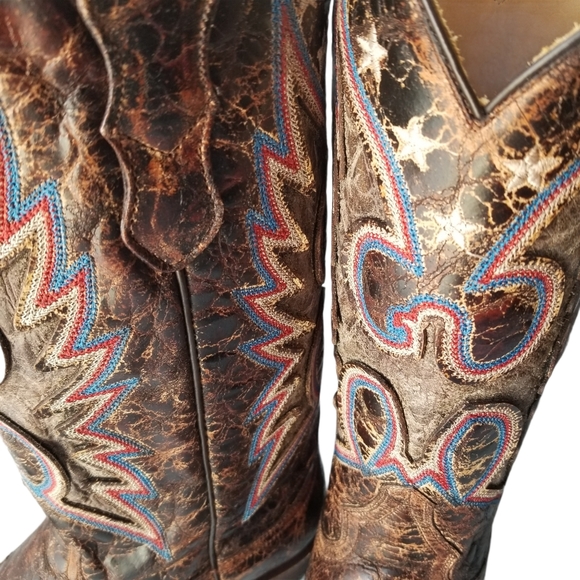 Stetson Leather Cowboy Boots 8.5 Red/White/Blue Western Rodeo Festival Event - Picture 2 of 14